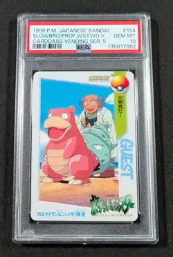 Pokemon Japanese Bandai Slowbro #154 PSA 10 GEM MINT Carddass Anime Series 5 - Image 1