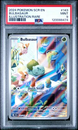 2024 POKEMON SCR EN-STELLAR CROWN ILLUSTRATION RARE #143 BULBASAUR PSA 9 - Image 1