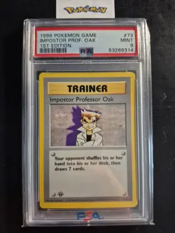First Edition 1999 Pokemon Base Set 73/102 Imposter Prof. Oak PSA Mint 9 - Image 1