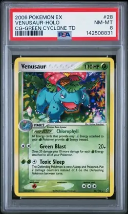2006 POKEMON EX CRYSTAL GUARDIANS #28 VENUSAUR-HOLO CG-GREEN CYCLONE TD PSA 8 - Image 1
