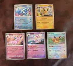 LOT of 5 Poke Ball Holo Eevee/Eevolutions Pokemon TCG Prismatic Evolutions MINT - Image 1