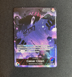 One Piece OP10-002 Caesar Clown Alt Art (Parallel) Leader Royal Blood English NM - Image 1