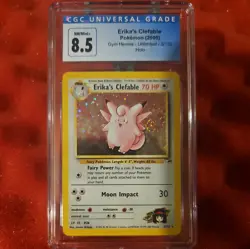 Erika’s Clefable Holo 3/132 CGC 8.5 Gym Heroes Vintage WOTC Pokemon Card 2000 - Image 1