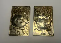 2X Pokemon 23K Gold Plated Card 1999 Burger King (Togepi And Jigglypuff) ROUGH - Image 1
