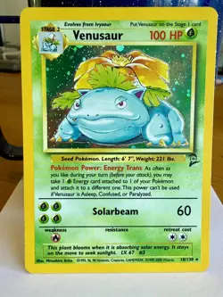 Pokemon TCG Venusaur #18 [LP+] Base Set 2 Vintage Holo Rare - Image 1