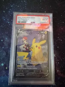 PSA 8 Pokemon Pikachu V TG16/TG30 Swsh11: Lost Origin Trainer Gallery Holo 2022 - Image 1