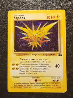 Pokemon TCG Zapdos 15/62 Fossil Unlimited Holo Rare - Image 1