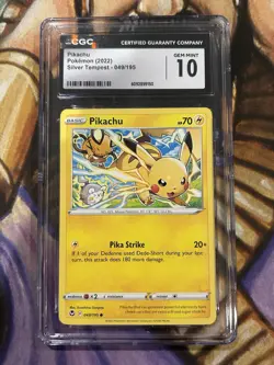 Pikachu 049/195 Pokemon SILVER TEMPEST Common - CGC 10 Gem Mint 🔥 - Image 1