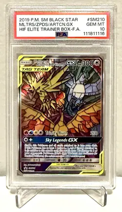 PSA 10 Pokemon Moltres ZAPDOS Articuno GX Hidden Fates Black Star Promo SM210 - Image 1