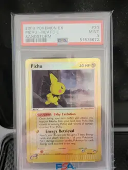 PSA 9 Pichu 20/100 EX Sandstorm Reverse Holo Rare 2003 Pokemon Card LOW POP 17 - Image 1