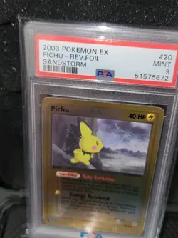 PSA 9 Pichu 20/100 EX Sandstorm Reverse Holo Rare 2003 Pokemon Card LOW POP 17 - Image 2