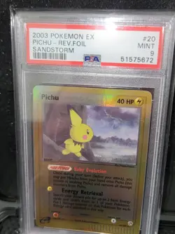 PSA 9 Pichu 20/100 EX Sandstorm Reverse Holo Rare 2003 Pokemon Card LOW POP 17 - Image 3