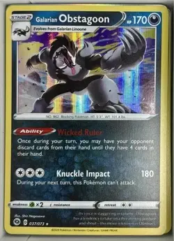 Galarian Obstagoon 037/073 Holo Rare Champion's Path Pokemon Card - Image 1