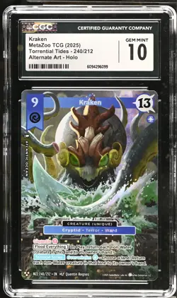 CGC 10 GEM MINT Kraken 240/212 HOLO ALTERNATE ART Metazoo Tcg Card 099 - Image 1