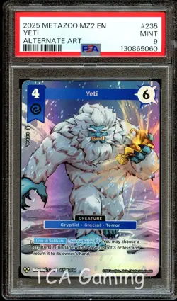 PSA 9 MINT Yeti 235/212 ALTERNATE ART Torrential Tides MZ2 2025 Metazoo Card 060 - Image 1