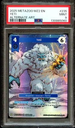 PSA 9 MINT Yeti 235/212 ALTERNATE ART Torrential Tides MZ2 2025 Metazoo Card 060 - Image 2