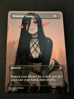 MTG - Demonic Tutor - Fanart Borderless Style - EDH / Playtest - Image 1