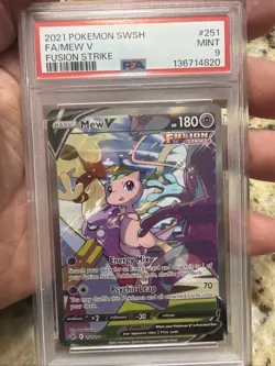 2021 POKEMON SWORD & SHIELD FUSION STRIKE #251 FA/MEW V PSA 9 MINT - Image 1