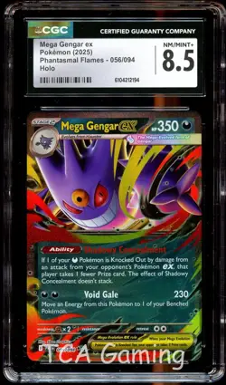 CGC 8.5 NM-MINT+ Mega Gengar Ex 056/094 HOLO Phantasmal Flames Pokemon Card 194 - Image 1