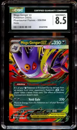 CGC 8.5 NM-MINT+ Mega Gengar Ex 056/094 HOLO Phantasmal Flames Pokemon Card 194 - Image 2