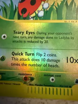 Ledyba 72/144 Reverse Holo Skyridge Damaged - Image 4