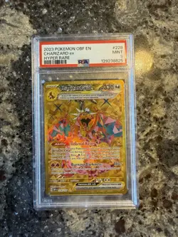 Pokemon TCG 2023 Obsidian Flames Charizard EX Hyper Rare Gold PSA 9 - Image 1