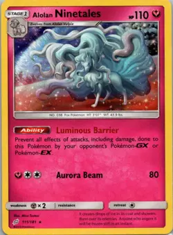 Pokemon TCG Alolan Ninetales 111/181 Team Up Holo NM - Image 1