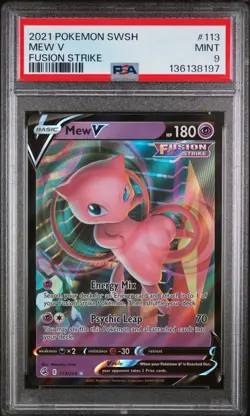 2021 POKEMON SWORD & SHIELD FUSION STRIKE #113 MEW V PSA 9 - Image 1
