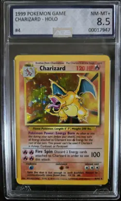 1999 POKEMON BASE SET #4 CHARIZARD-HOLO AGS 8.5 - Image 1