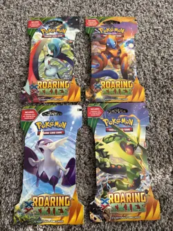 Pokemon TCG XY Roaring Skies Sleeved Booster Pack - 4 Packs - Complete Art Set - Image 1