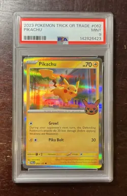 Pokemon TCG Pikachu 062/193 Trick or Trade 2023 Holo PSA 9 - Image 1