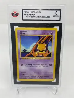 1999 Pokemon #43 Abra First Edition Shadowless KSA 8 - Image 1