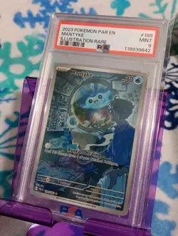 Pokemon TCG Mantyke Card 189/182 Sv04: Paradox Rift PSA 9 - Image 1