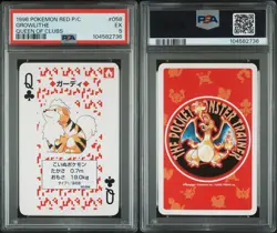 2 Pokemon GROWLITHE/ARCANINE Japanese RED Q/K Clubs POKER Card #058/059 PSA 5s - Image 3