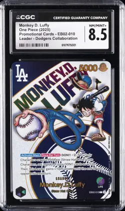2025 ONE PIECE PROMOTION CARDS DODGERS COLLABORATION MONKEY.D.LUFFY CGC 8.5 - Image 1