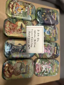 Pokemon TCG Prismatic Evolutions Set of 8 New/Sealed Mini Tins FULL ART SET! - Image 1