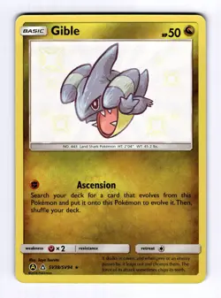 Gible Hidden Fates: Shiny Vault #SV38 (2017) Holo NM Pokemon - Image 1