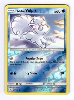 Alolan Vulpix SM - Burning Shadows #27 (2017) Common Reverse Holo NM Pokemon - Image 1