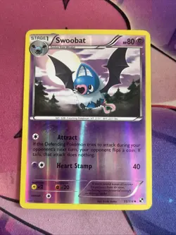 Pokemon TCG Swoobat 51/114 Black & White Reverse Holo HP/Damaged - Image 1