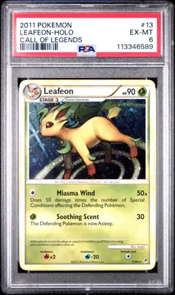 2011 POKEMON CALL OF LEGENDS LEAFEON #13 HOLO PSA 6 EX #113346589 - Image 1