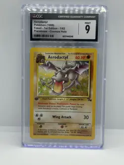 Pokemon Fossil 1/62 Aerodactyl 1st Edition Prerelease Holo Rare 1999 CGC 9 MINT - Image 1