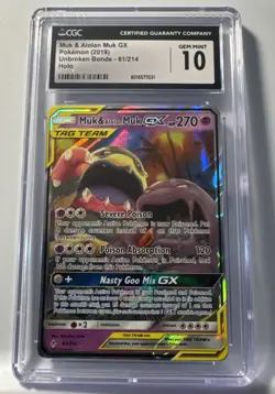 Pokemon CGC 10 Muk & Alolan Muk GX Tag Team 61/214 Unbroken Bonds - Image 1
