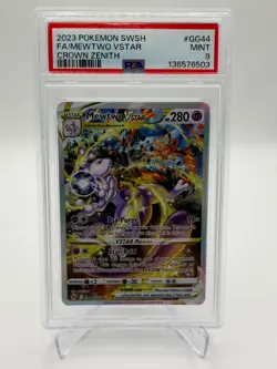 2023 POKEMON SWORD & SHIELD CROWN ZENITH #GG44 FULL ART/MEWTWO VSTAR PSA 9 - Image 1