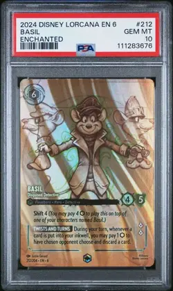 2024 DISNEY LORCANA EN 6 BASIL DISGUISED DETECTIVE ENCHANTED #212 PSA 10! - Image 1