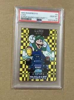 PSA 10 Luigi Super Mario Kart - Nintendo Banpresto Card Vintage 1993 - Image 1