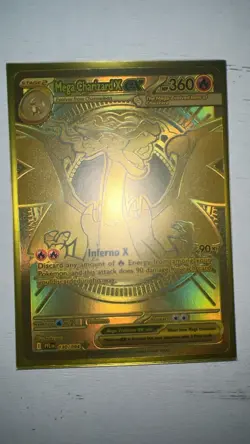 Pokemon Mega Charizard X EX Gold Foil Full Art 360 HP Card 130/094 PFL EN - Image 1