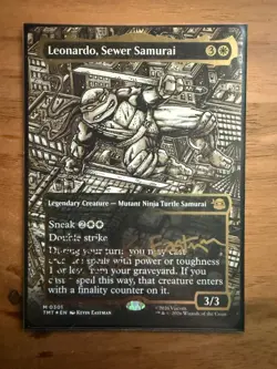 Leonardo, Sewer Samurai Borderless Gold-stamped Signature TMNT MTG 301 - Image 1