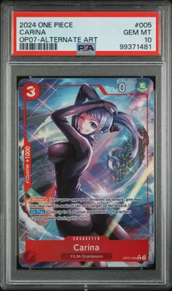 2024 ONE PIECE OP07-500 YEARS IN THE FUTURE ALTERNATE ART #005 CARINA PSA 10 - Image 1