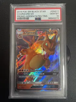 Pokemon TCG Charizard GX SM211 Hidden Fates Holo Black Star Promo Card PSA 10 - Image 1