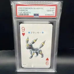 UMBREON PSA 10 Pokemon Silver Version Playing Card 9 OF HEARTS 197 Poker Low Pop - Image 1